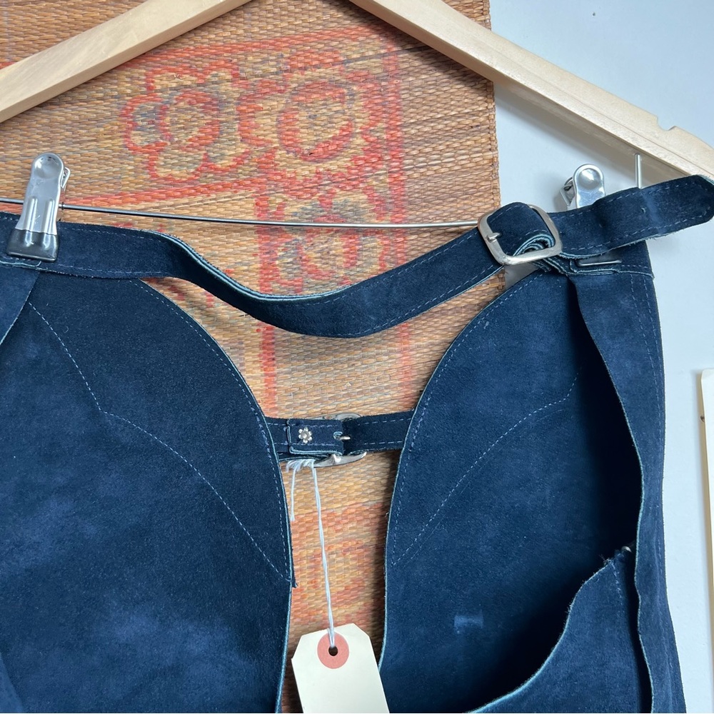 Vintage Navy Blue Suede Equestrian Chaps - Picture 4 of 9